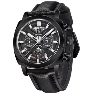 Reloj de Cuarzo Cronógrafo Premium para Hombre, 3 Esferas, 6 Agujas, Resistente al Agua, Esfera Esqueleto, Correa de Cuero, Luminoso, con Calendario - Product Image 3