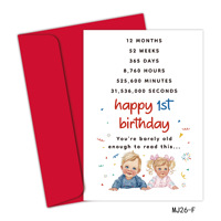 Cartes de vœux premium pour nouveau-nés avec enveloppe, Joyeux anniversaire 2026, Carte en papier pour baby shower et félicitations