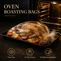 Sacs de cuisson personnalisés imprimés en héliogravure pour la cuisson au four de dinde et de poulet, utilisables au micro-ondes pour la cuisine domestique