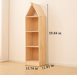 Scaffale per bambini in legno a forma di casa, - Product Image 3