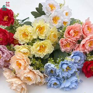 Peonía Artificial de Seda, Flor de Peonía Multicabeza con Tallo Pequeño, Hecha a Mano, Decoración para el Hogar, Adorno para Bodas - Product Image 1