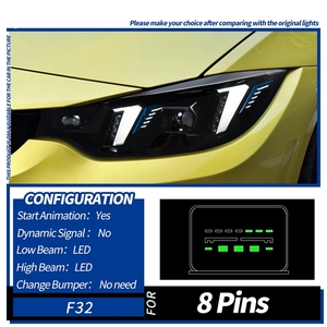 Faro Anteriore per <span class=keywords><strong>BMW</strong></span> Serie 4 F32 F36 F82 2013-2020, Gruppo Ottico LED Stile Fang, Proiettore Bicolore con Lente - Product Image 2