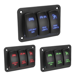 Panneau de commutation 12V/24V 3 gangs pour voiture RV camion Marine caravane ATV UTV <span class=keywords><strong>Jeep</strong></span> moto avec lumière LED 5 broches bouton de commutation marche/arrêt - Product Image 1