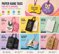 Étiquette volante personnalisée en papier pour emballage de produits pour animaux de compagnie, étiquette de prix pour boutique, avec coins arrondis et perforée