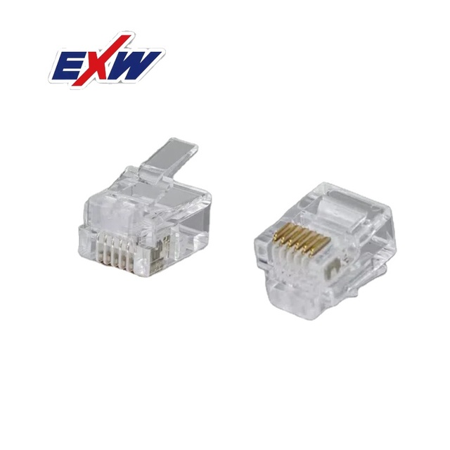 6-Core Modular Plug 6P6C RJ12 Cat3 Telephone Connector with PC Housing