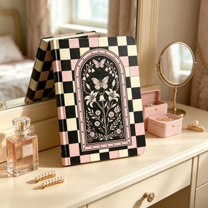 Diario A5 Personalizzato con Copertina Rigida, Quaderno a Scacchi <span class=keywords><strong>Rosa</strong></span> e Nero, Stile Vintage Dark Academia, Ideale come Regalo - Product Image 5