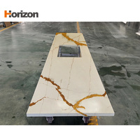 Table d'appoint en pierre artificielle Horizon 0 Silica Stone, comptoir de cuisine en quartz blanc Calacatta, pierre de jade en quartz