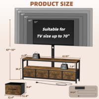 Meuble TV avec support pivotant, design anti-basculement, 4 tiroirs, prise de courant LED RGB, centre de divertissement pour téléviseurs de 32 à 70 pouces