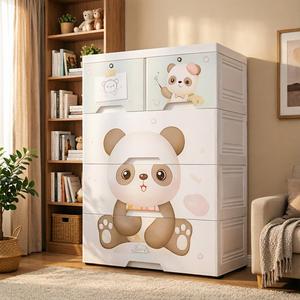 Commode à tiroirs en plastique moderne et élégante, armoire de rangement à 4 niveaux en plastique, <span class=keywords><strong>meuble</strong></span> de rangement durable pour la maison avec double verrouillage - Product Image 4
