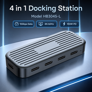 ฮับ USB C 4 in 1 ความเร็ว 10Gbps รองรับการใช้งานแบบครบวงจร Type C 4K 60Hz วิดีโอและเสียง 100W PD มัลติพอร์ต USB 3.2 <span class=keywords><strong>Gen2</strong></span> แท่นวางสำหรับ MacBook - Product Image 3