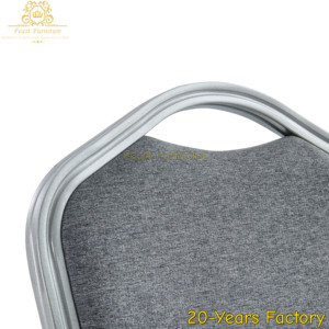 Silla de conferencia apilable moderna con marco dorado-Tela azul tapizada para oficina y eventos - Product Image 5