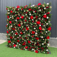 Fondo de Pared de Rosas de Seda Artificial Hechas a Mano para Bodas, Diwali, Ramadán y Eventos - Decoración Floral Grande para Exteriores