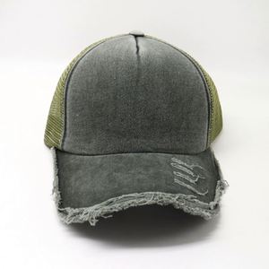 Casquette de baseball unisexe vintage vieillie à 5 panneaux en maille polyester/coton, style 'Dad Hat' classique, avec logo brodé 3D personnalisé, pour le sport, vente en gros - Product Image 3