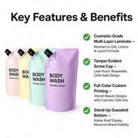 Pochette souple anti-fuite avec bec verseur et bouchon à vis, pochette de recharge réutilisable pour l'emballage de shampoing et de gel douche