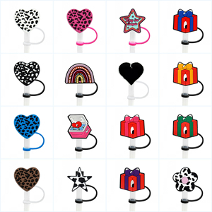 Venta al por mayor 8mm 10mm reutilizable silicona paja cubierta protectora lindo Animal a prueba de salpicaduras bebida Topper juegos de servir bebidas - Product Image 4