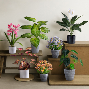 Plantes artificielles en pot, fausses roses, jasmin, anthurium blanc, bonsaï, verdure décorative, fleurs pour la maison, le bureau, la table - Product Image 3