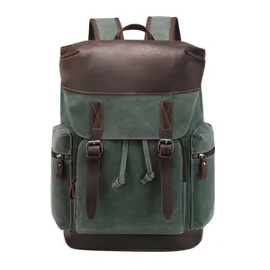 Mochila retrô masculina Nerlion, mochila vintage personalizada à prova d'água para viagens ao ar livre, com etiqueta personalizada OEM ODM