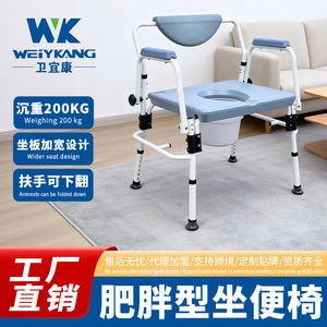 <b>Portable</b> Toilet Chair With <b>Commode</b> Seat And Backrest For Elderly Home Use KDB-601A-B04FT Light Gray - Product Image 2
