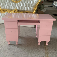 Table technique de manucure en cuir PU Fufted de luxe Bureau européen en bois pour les ongles avec tiroir