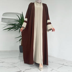 Ensemble Robe Abaya Musulmane <span class=keywords><strong>Femme</strong></span> pour l'Aïd en Gros, Nouvelle Vente Chaude, Polyester de Haute Qualité, Ensemble 2 Pièces Abaya Dubaï Femmes Arabes - Product Image 5