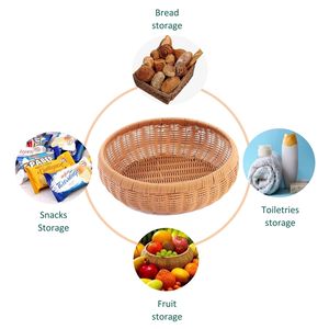 Cesto di ciotole di frutta in Rattan tessuto a mano all'ingrosso vassoio rotondo per la conservazione degli alimenti per servire l'organizzazione di conservazione della casa - Product Image 4