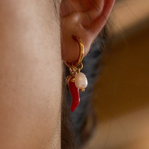 Pendientes de Aro con Forma de Chile, Chapados en Oro, Aleación de Zinc, Joyería para Fiestas, Accesorio de Moda para Mujer - Product Image 2