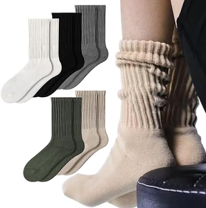 Retro Slouch <strong>Socks</strong> Solid Casual <strong>Ribbed</strong> Crew Slouchy Women <strong>Men</strong> Custom Thick Scrunch Tube <strong>Socks</strong> - Product Image 5