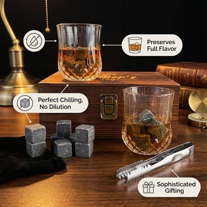Set Regalo di Bicchieri per Whisky e Pietre Refrigeranti Shunstone con Scatola in Legno, Regalo per il Papà - Product Image 3