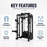 Machine Smith compacte tout-en-un 1000LBS, rack de musculation robuste avec double croisement de câbles et empilements de poids