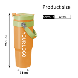 New Style 40 oz Stainless Steel Vacuum Insulated Travel Mug Leak Proof Thermos Coffee <b>Cup</b> Flip <b>Straw</b> Tumbler - Product Image 5