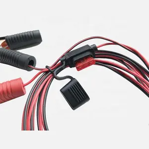 Battery Alligator Clips Extension Cable Assembly Manufacturer with 10 fuse holder for automotive truck trailer