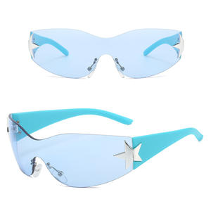 2025 nuevo Popular niños lentes de una pieza gafas de sol niñas niños Y2K Wrap estrella decoración niños gafas de sol - Product Image 6