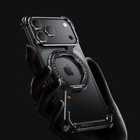 Coque de téléphone en aluminium sans cadre en forme de Z avec support magnétique et béquille pour iPhone 17 Pro Max 17 Air