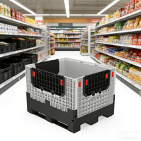 Grande boîte de stockage et de déménagement pliable en plastique pour entrepôt