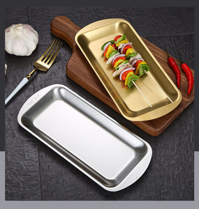 Bandejas cuadradas multifuncionales de acero inoxidable 304, plato de pescado duradero moderno para postres, ensalada de frutas, cena - Product Image 5