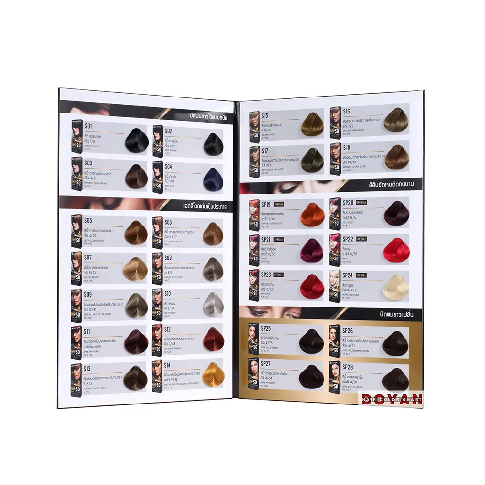 Hair color shade books hair color swatch made in china