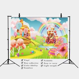 Toile de fond <span class=keywords><strong>Amazon</strong></span> 011 Lollipop, accessoires de studio, cabine photo, fête d'anniversaire de bébé, fond de photographie, vinyle arc-en-ciel, dessin animé, enfants, 5x3 pieds - Product Image 3