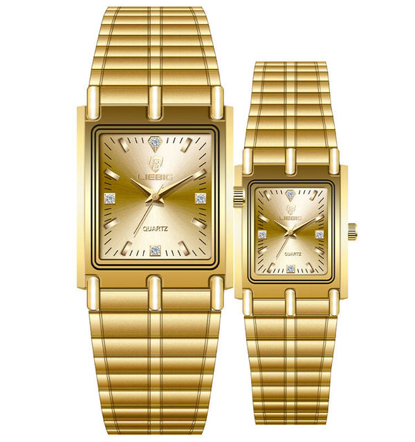 LIEBIG L1018 New Fashion Lover's Watches Steel Belt with Diamond Inlaid Luxury Couple Style Watches for Women Men Reloj Hombre