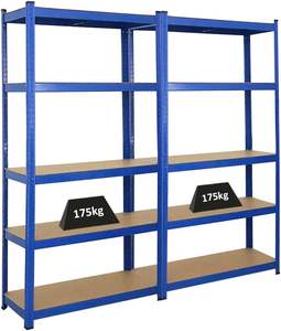 Mega Deal <span class=keywords><strong>Lot</strong></span> de 2 étagères pour charges lourdes 180X90X40 cm Charge maximale 175 kg Étagère de rangement de garage bleue - Product Image 4