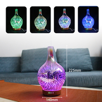 Diffuseur d'huiles essentielles LED 3D en verre coloré avec minuterie