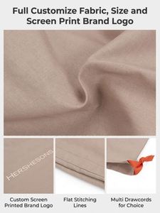 Pochette de rangement portable en tissu de coton léger et doux avec cordon de serrage, impression de logo personnalisée sur soie, pour emballage cadeau de salon - Product Image 4