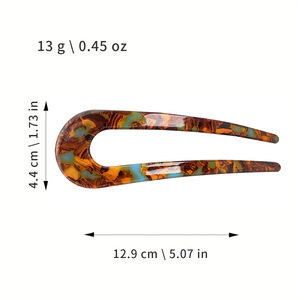 Épingle à chignon de luxe en acétate de cellulose à 2 griffes, motif coquillage minimaliste, pour coiffure quotidienne - Product Image 4