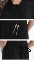 Noir Sexy Salon de beauté ongles coiffeur styliste barbier gilet veste vêtements uniforme tablier pour dames 3750
