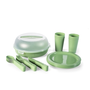 Ensemble de vaisselle de pique-nique en polypropylène vert, 32 pièces, kit de service extérieur - Product Image 1