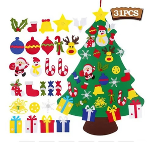 Cadeaux de décoration de noël bricolage feutre arbre mural de noël avec ensemble d'ornements pour enfants vacances artisanat activité amusante cadeau créatif - Product Image 4