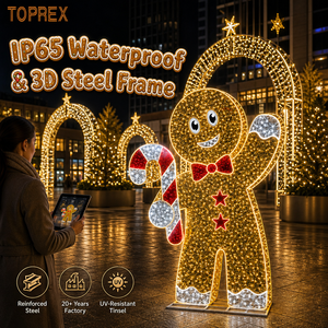 TOPREX Grand motif lumineux LED en forme d'homme en pain d'épices pour affichage extérieur de Noël en centre commercial – Fournisseur direct usine - Product Image 4