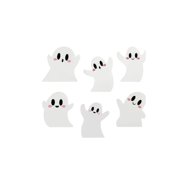 6 pcs halloween fantasma decoração bonito fantasma branco madeira sinais artesanato madeira madeira caixas parede sinais