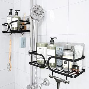 Bathroom Storage Rack Wall Mounted Black 60X70cm Durable Shower Gel Holder Shelf - Product Image 4