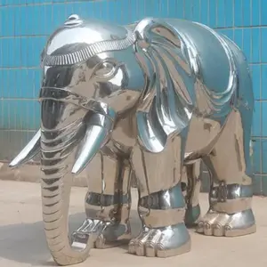 户外装饰定制真人尺寸不锈钢大象雕塑金属动物雕像