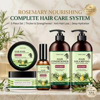 Ensemble de soins capillaires nourrissants et hydratants à la  romarin biologique, shampoing, après-shampoing, crème, huile, masque, combo pour adultes, unisexe, vente en gros, OEM